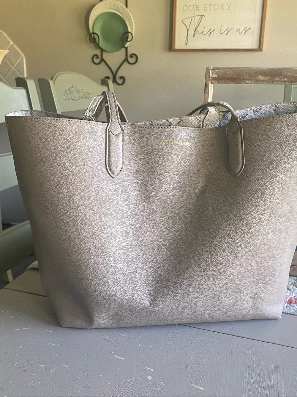 Anne Klein Neutral Taupe Double-Handle Tote